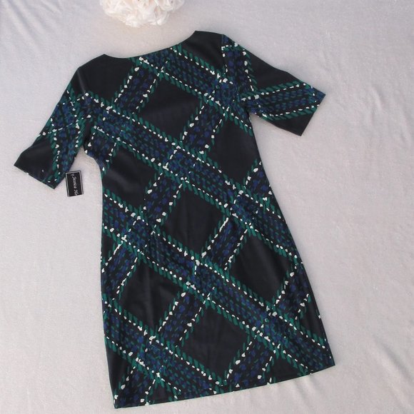NWT Jessica Howard Navy Plaid Sheath Midi Dress 16 - Picture 6 of 8